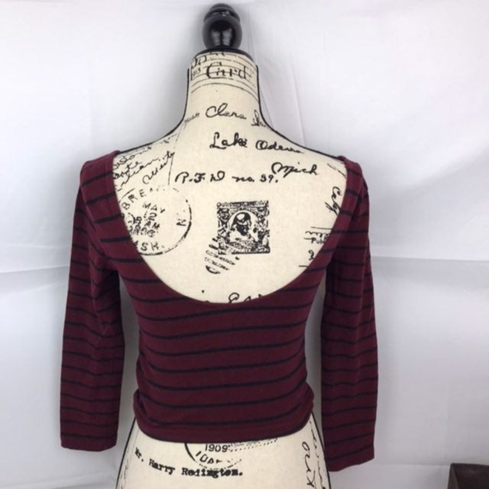 Forever 21 burgandy stripped crop top - Picture 2 of 6